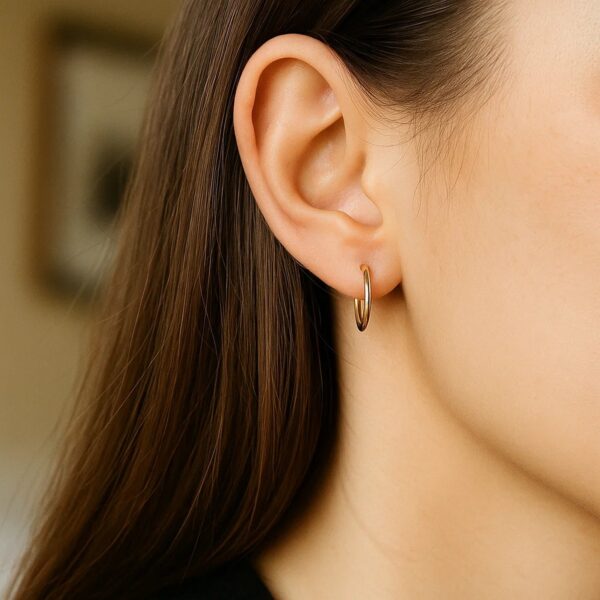 10k Yellow Gold Polished Endless Hoop Earrings (1.5x14mm) - alternate view 4