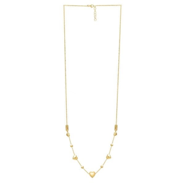 14k Yellow Gold Puff Heart Adjustable Necklace - alternate view 2