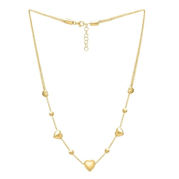 14k Yellow Gold Puff Heart Adjustable Necklace - alternate view 3