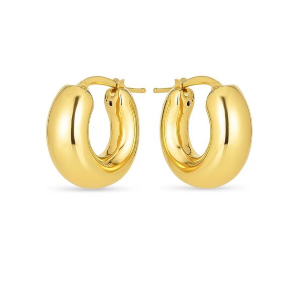 14k Yellow Gold Small Puffy Hoops - alternate view 2