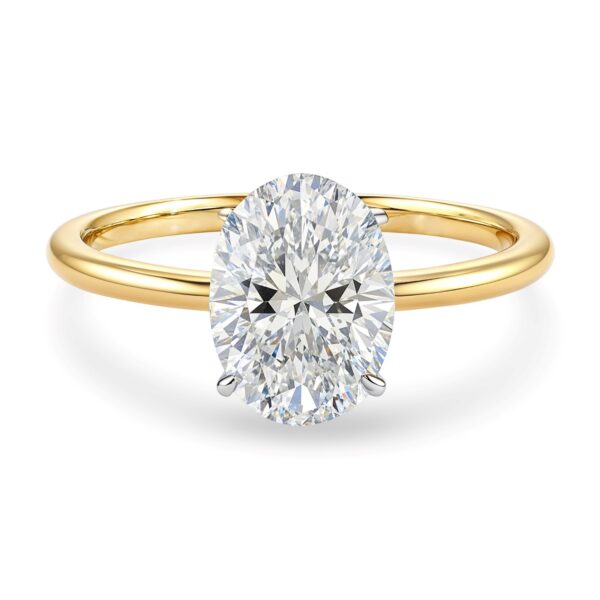 2 Carat Oval Lab Grown IGI G/VS1 Diamond Solitaire Ring in 14K Yellow Gold - alternate view 2