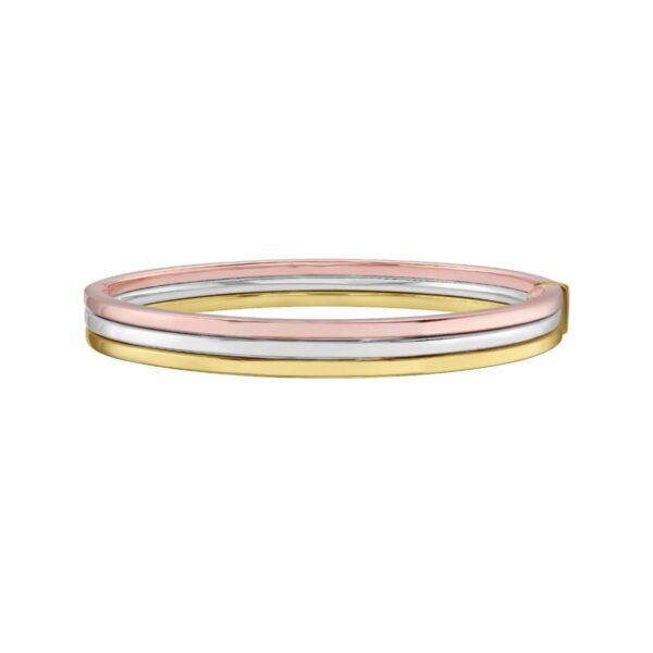 14K Tri Color Gold Layered Trinity Bangle (7.30 mm) - Tri-Color Gold - alternate view 2