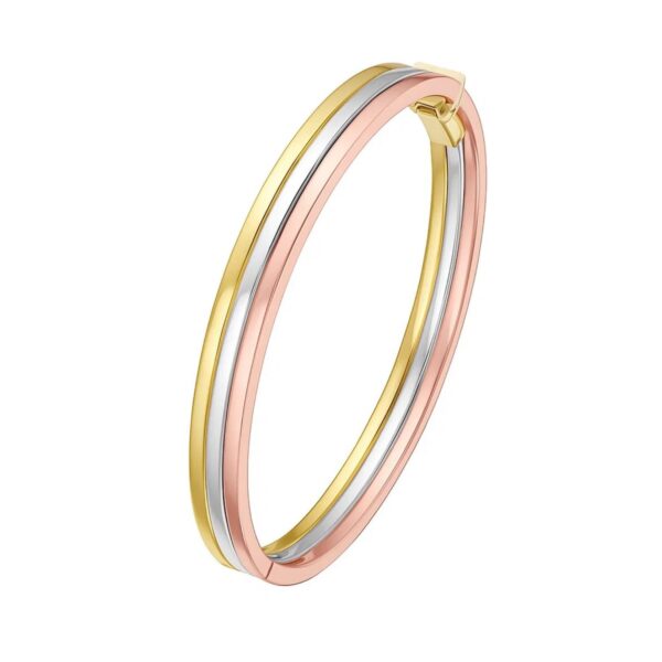 14K Tri Color Gold Layered Trinity Bangle (7.30 mm) - Tri-Color Gold - alternate view 3