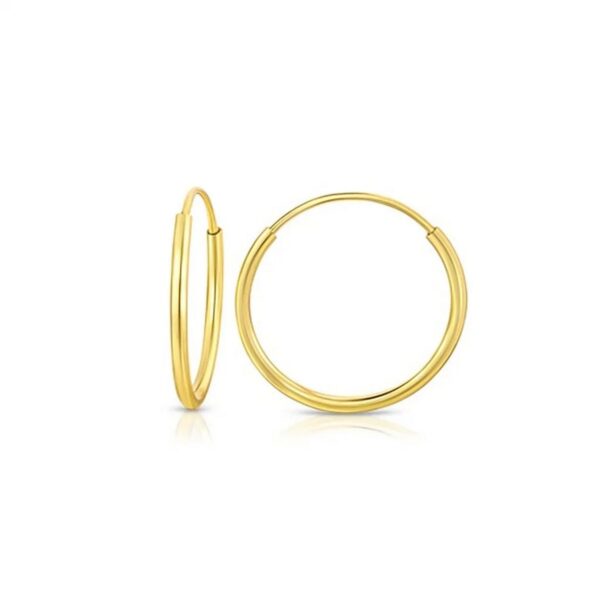 10K Yellow Gold Mini Endless Hoop Earrings - alternate view 2