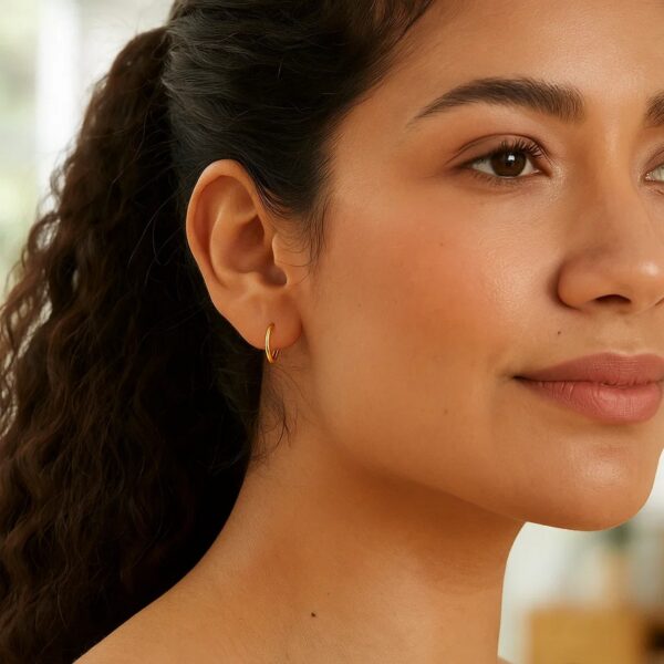 10K Yellow Gold Mini Endless Hoop Earrings - alternate view 3