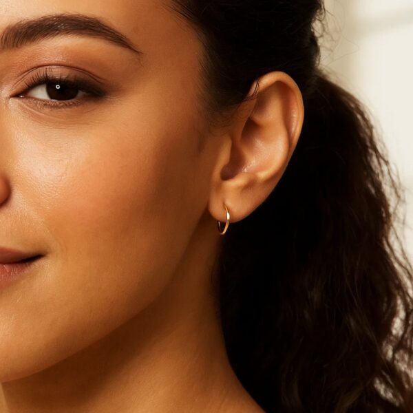 10K Yellow Gold Mini Endless Hoop Earrings - alternate view 4