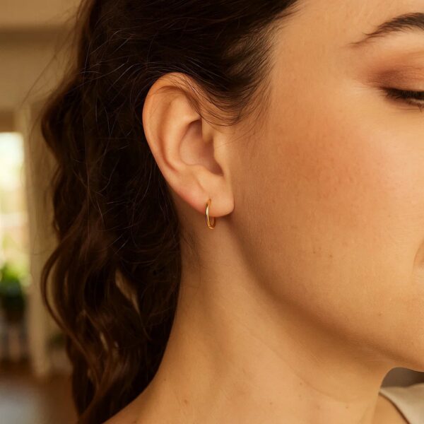 10K Yellow Gold Mini Endless Hoop Earrings - alternate view 5