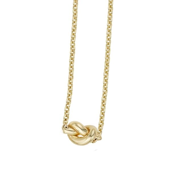 14k Yellow Gold Chain Necklace with Polished Knot - alternate view 3