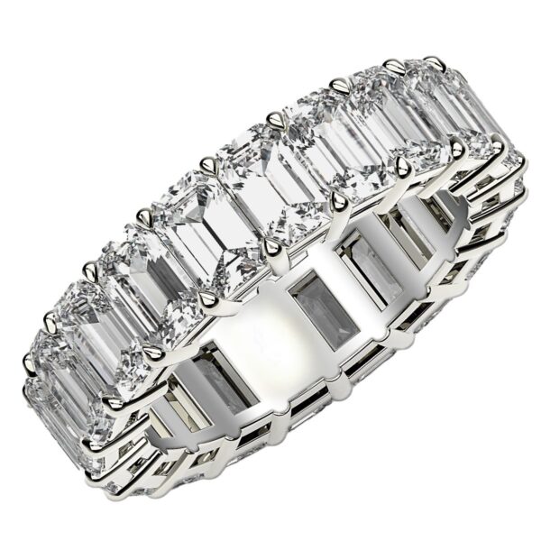 Emerald Cut Lab Grown Diamond Eternity Ring in 14k White Gold (7 cttw FG/VS2) - F-G