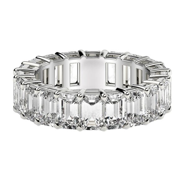 Emerald Cut Lab Grown Diamond Eternity Ring in 14k White Gold (7 cttw FG/VS2) - F-G - alternate view 2