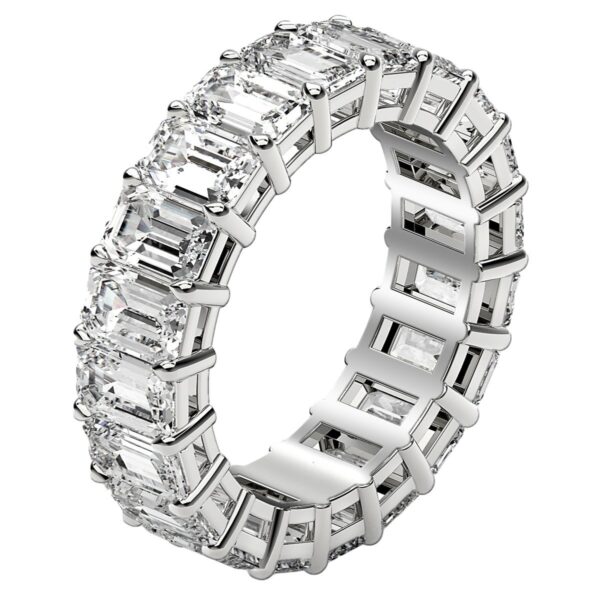 Emerald Cut Lab Grown Diamond Eternity Ring in 14k White Gold (7 cttw FG/VS2) - F-G - alternate view 4