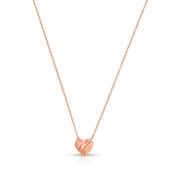 14k Rose Gold High Polish Scribbles Heart Necklace - alternate view 2