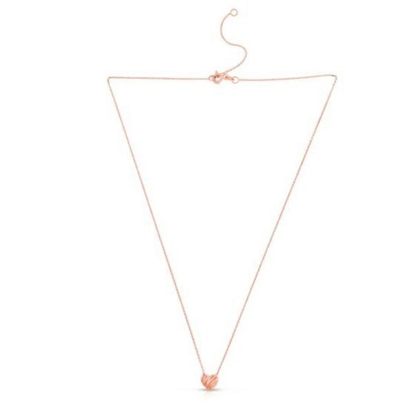 14k Rose Gold High Polish Scribbles Heart Necklace - alternate view 3