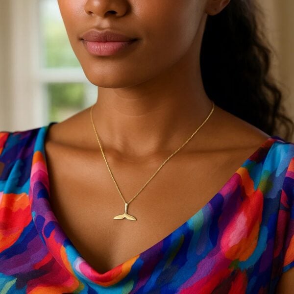 Whale Tail Necklace in 14K Yellow Gold - alternate view 5