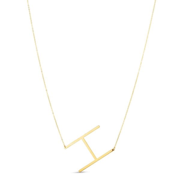 14K Yellow Gold Yours Truly Large Initial H Necklace