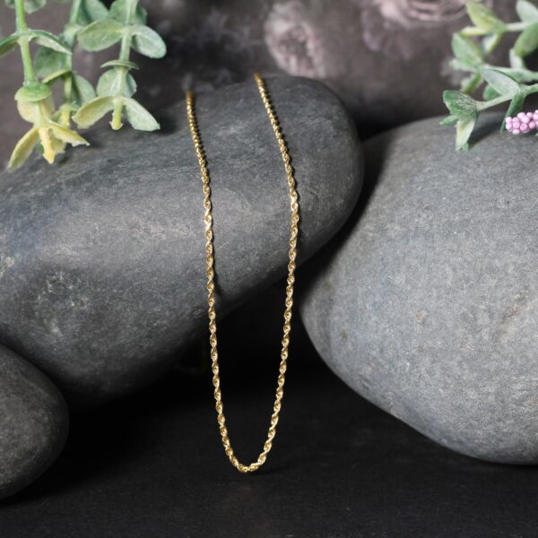 14k Yellow Gold Solid Diamond Cut Rope Chain (1.40 mm) - alternate view 4