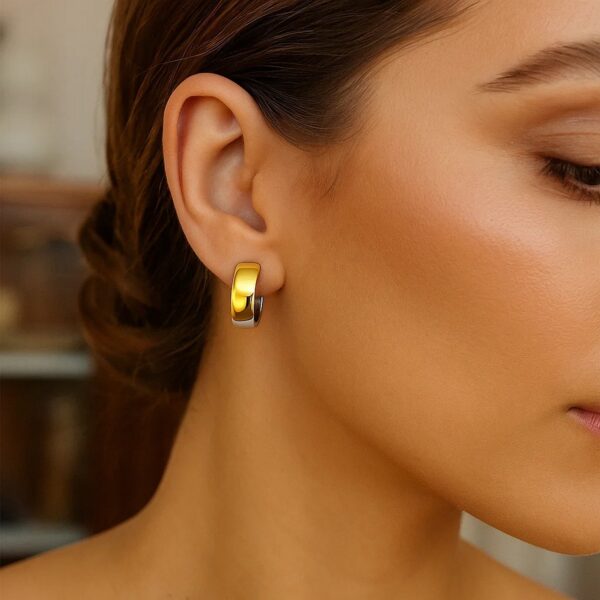 14k Two-Tone Gold Snuggable Style Earrings - alternate view 3