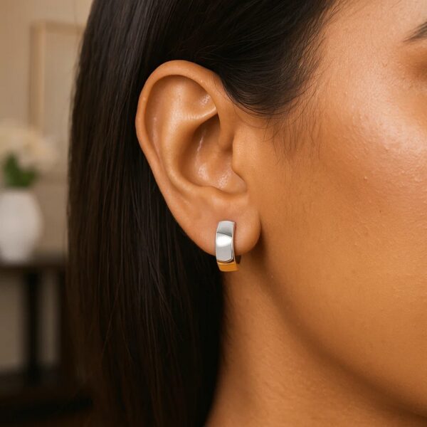 14k Two-Tone Gold Snuggable Style Earrings - alternate view 5