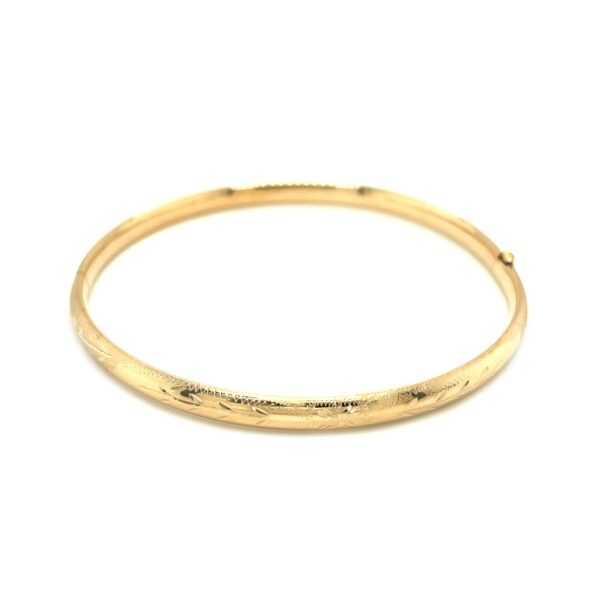 14k Yellow Gold Dome Florentine Design Bangle (5.00 mm) - alternate view 2