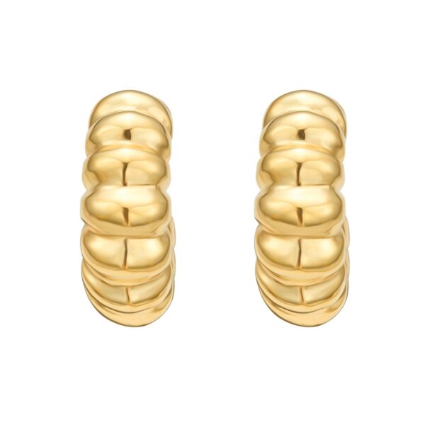 Sterling Silver Yellow Gold Plated Twisted C Hoop Earrings - alternate view 2