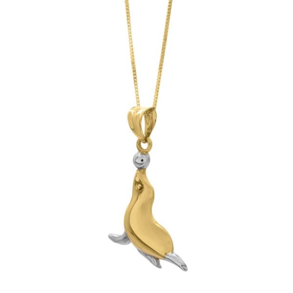 Seal Necklace in 10k Two Tone Gold - Two-Tone Gold