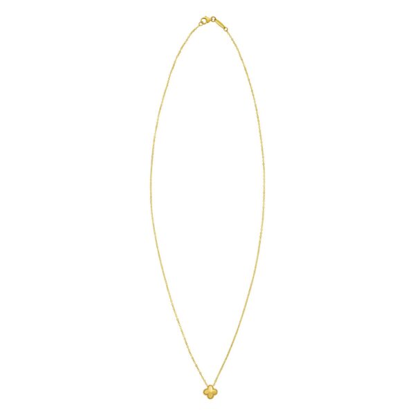 14K Yellow Gold Puffed Mini Clover Pendant Necklace - alternate view 2