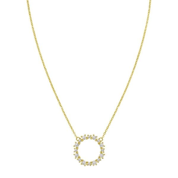 14K Yellow Gold Diamon Oro Circle Necklace - alternate view 2