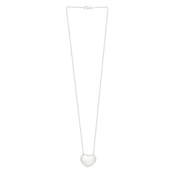 Sterling Silver Rhodium Plated Puffy Heart Necklace - alternate view 2