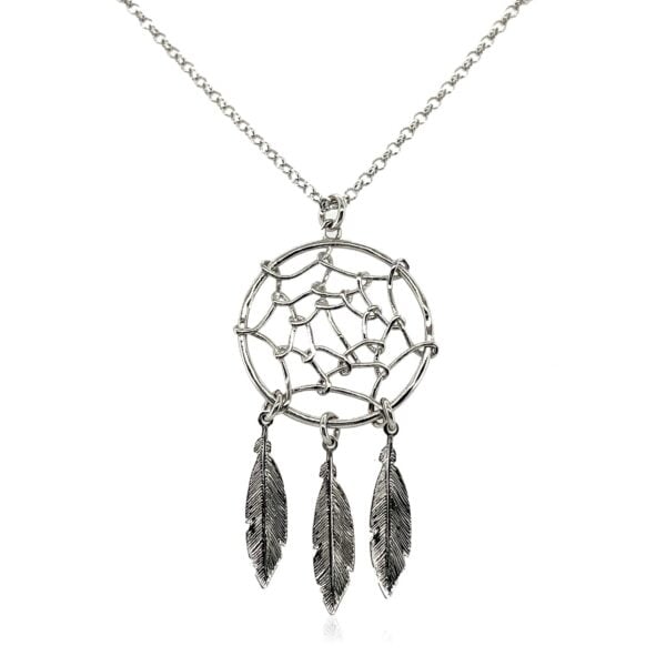 Sterling Silver 17 inch Necklace with Dream Catcher Pendant - alternate view 2