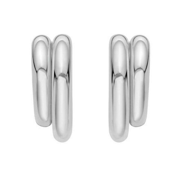 Sterling Silver Double Row Big and Small Round Hoop Earrings - alternate view 2
