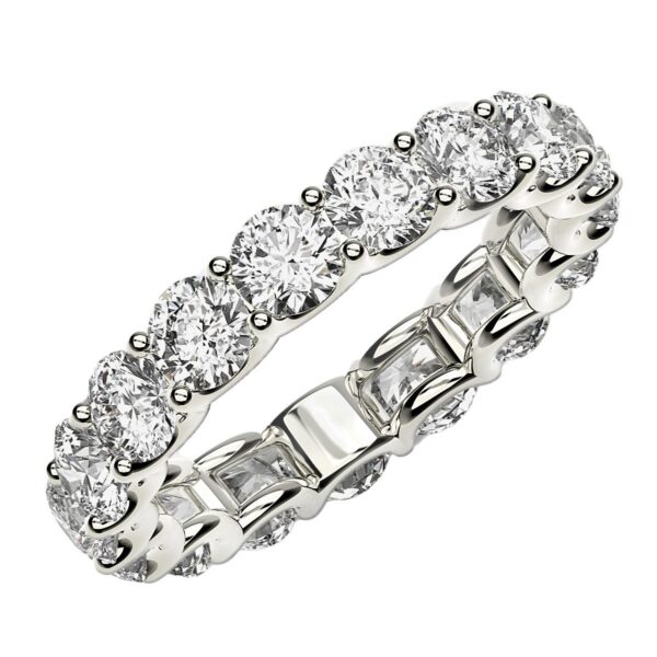 Round Cut Lab Grown Diamond Eternity Ring in 14k White Gold (3 cttw FG/VS2) - F-G