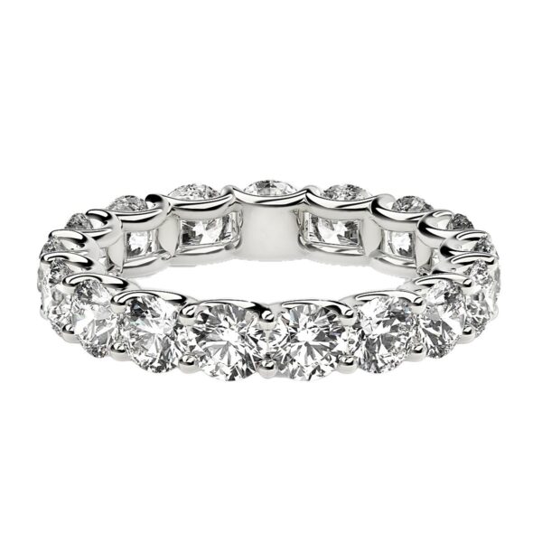 Round Cut Lab Grown Diamond Eternity Ring in 14k White Gold (3 cttw FG/VS2) - F-G - alternate view 2