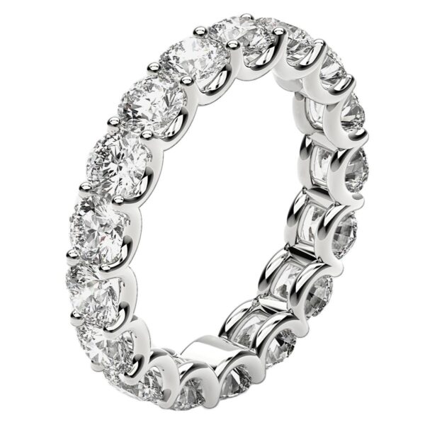 Round Cut Lab Grown Diamond Eternity Ring in 14k White Gold (3 cttw FG/VS2) - F-G - alternate view 4