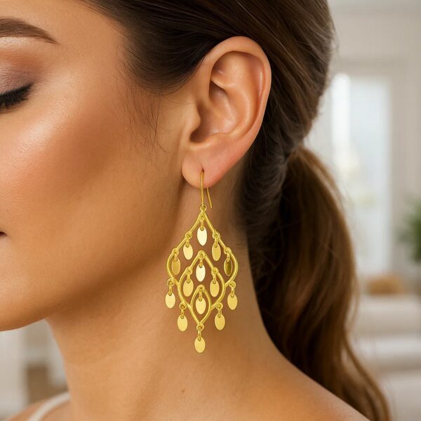 14K Yellow Gold Polished Chandelier Earring - alternate view 2