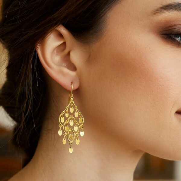 14K Yellow Gold Polished Chandelier Earring - alternate view 3