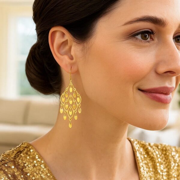 14K Yellow Gold Polished Chandelier Earring - alternate view 4