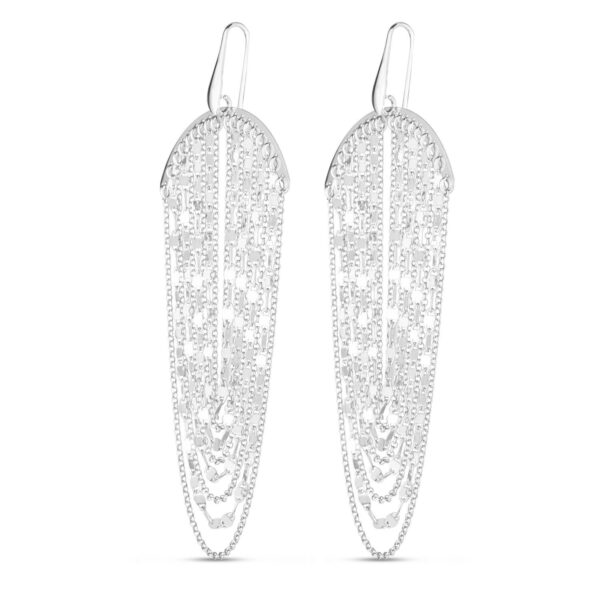 Sterling Silver Multi Strand Chain Drop Chandelier Earrings - alternate view 2