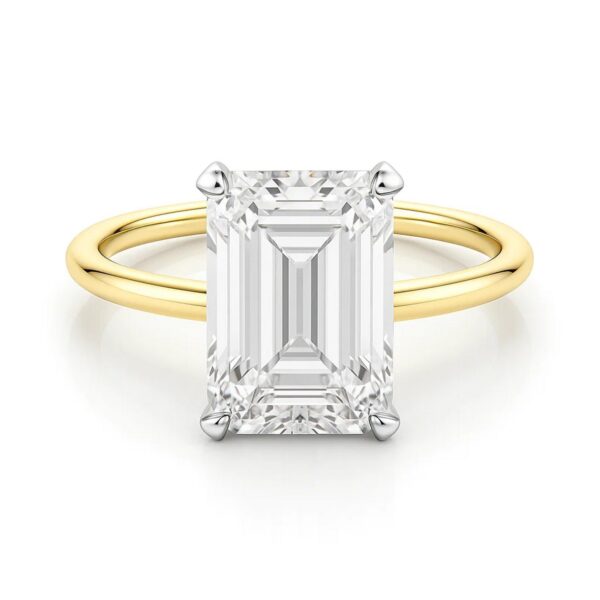 5 Carat Emerald Lab Grown IGI G/VS1 Diamond Solitaire Ring in 14K Yellow Gold - alternate view 3