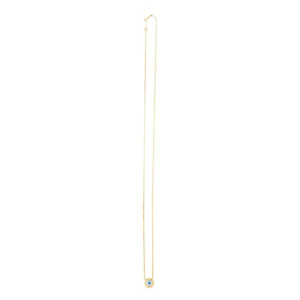14k Yellow Gold MOP Evil Eye Necklace - alternate view 2