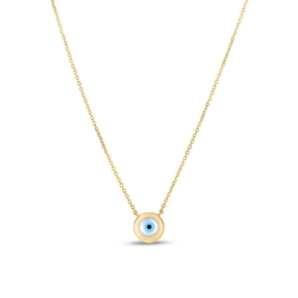 14k Yellow Gold MOP Evil Eye Necklace - alternate view 3