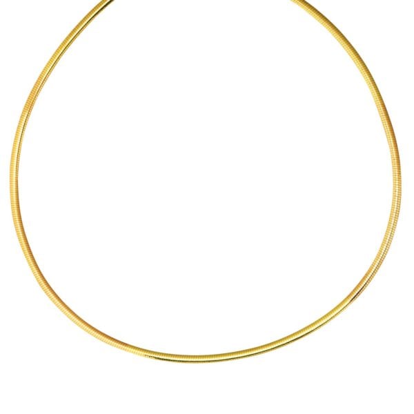 14K Yellow Gold And Silver Reversible Omega Chain Necklace (3.00 mm) - Yellow Gold &amp; Sterling Silver