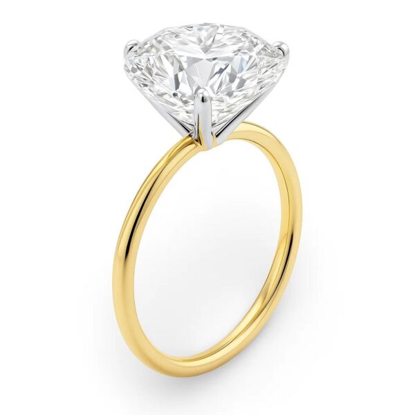 5 Carat Round Lab Grown IGI G/VS1 Diamond Solitaire Ring in 14K Yellow Gold - alternate view 2