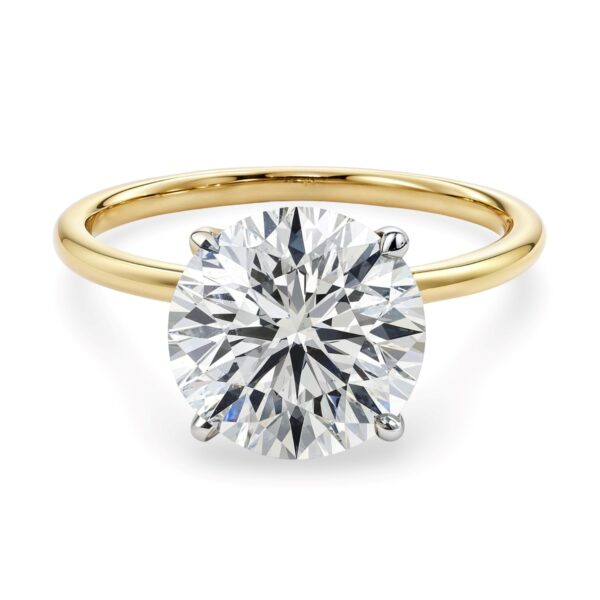 5 Carat Round Lab Grown IGI G/VS1 Diamond Solitaire Ring in 14K Yellow Gold - alternate view 3