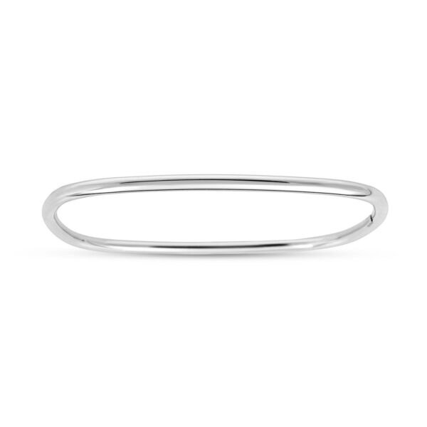 Sterling Silver Rhodium Plated Square Slip On Bangle (3.00 mm) - alternate view 2