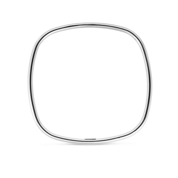 Sterling Silver Rhodium Plated Square Slip On Bangle (3.00 mm) - alternate view 3