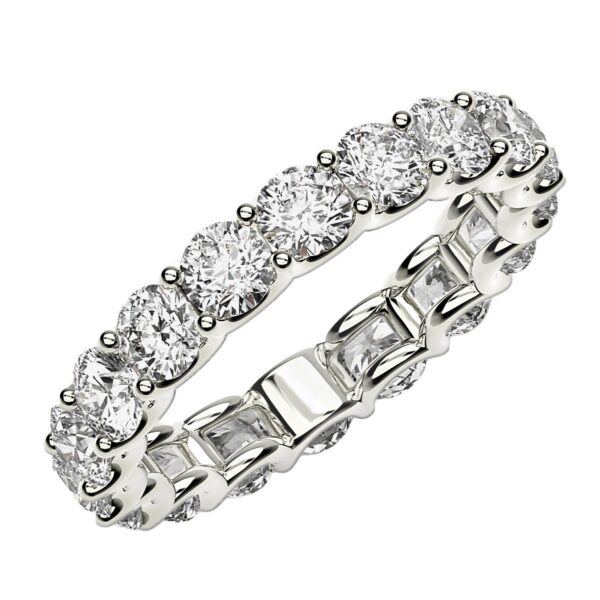 Round Cut Lab Grown Diamond Eternity Ring in 14k White Gold (2 cttw FG/VS2) - F-G