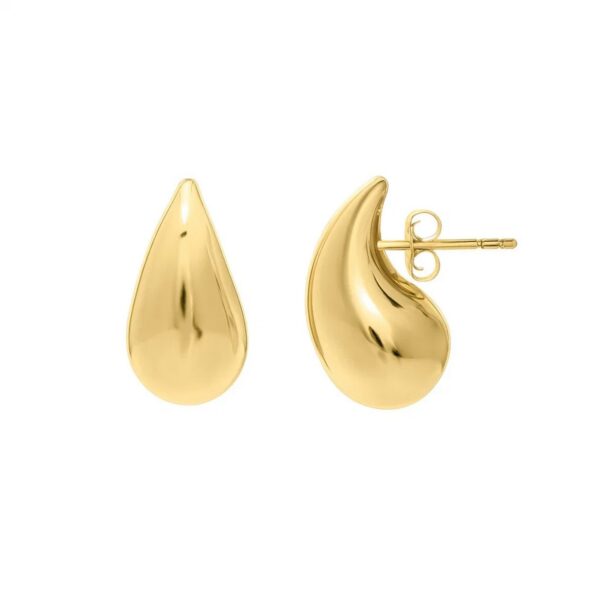 Sterling Silver Yellow Gold Plated Puffed Teardrop Earrings - alternate view 3
