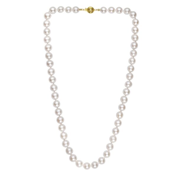 Pearl Necklace with Ball Clasp in 14K Yellow Gold - alternate view 2