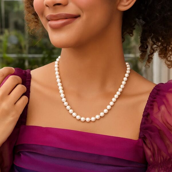 Pearl Necklace with Ball Clasp in 14K Yellow Gold - alternate view 4