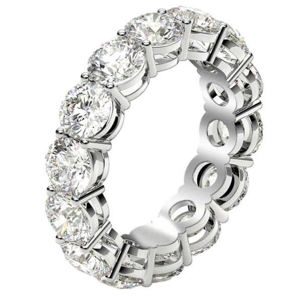 Round Cut Lab Grown Diamond Eternity Ring in 14k White Gold (6 cttw FG/VS2) - F-G - alternate view 4
